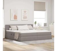 Teenpull Taupe upholstered Bed with Storage and Mattress, 200 x 200 cm, Wooden Frame, Metal Structure, slatted Base, Lift Storage, headboard, for Modern Bedroom and Everyday Rest