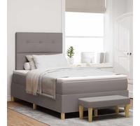 Teenpull Taupe upholstered Box Spring Bed with headboard 120 x 200 cm, Wooden Frame, Medium Firmness Foam Mattress, Bench, Indoor Bedroom Support and Comfort for Two