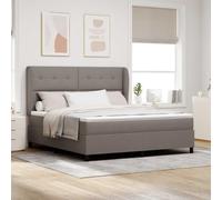 Teenpull Taupe upholstered Box Spring Bed with headboard, 180 x 200 cm Mattress, Wooden Frame, Adjustable Wings, Medium-Firm Mattress, Indoor Bedroom Comfort and Space-Saving Support for Two