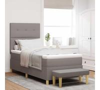 Teenpull Taupe upholstered Box Spring Bed with headboard, 90 x 190 cm Foam Mattress, Wooden Frame, Bedroom Base for One, Indoor Use, Easy Assembly, Comfort and Support for restful Sleep
