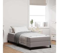 Teenpull Taupe upholstered Box Spring Bed with Mattress, 90 x 200 cm, Wooden Frame, slatted Support, Single Size for Bedroom, Home, Adult, Guest Rest, Space Saving Comfort