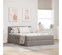 Teenpull Taupe upholstered Storage Bed with Mattress 140 x 200 cm, Hydraulic Lift Platform, slatted Base, headboard, Engineered Wood and Metal Frame, Bedroom Space Saving for Adult or Guest Room