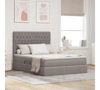 Teenpull Taupe upholstered Storage Bed with Mattress, 140 x 200 cm, Metal Frame, Hydraulic Side Lift, headboard, Medium Support, underbed Storage for Modern Bedroom