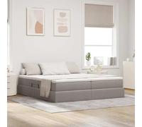 Teenpull Taupe upholstered Storage Bed with Mattress, 200 x 200 cm, Metal Frame, Hydraulic Side Lift, Medium Firm Support, Modern Bedroom Platform for Home Use and Space Saving Storage