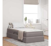 Teenpull Taupe upholstered Storage Bed with Mattress 90 x 200 cm, Metal Frame, Hydraulic Lift, slatted Base, Space Saving Bed for Room, Single with Integrated understorage