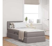 Teenpull Taupe upholstered Storage Bed with Mattress, 90 x 200 cm Wooden Engineering Frame, Metal Structure, Hydraulic Lift, slatted Base, headboard, Space Saving Bedroom Solution