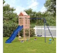 Teenpull Torre de juegos de madera maciza de Douglas con columpio, tobogán ondulado, caja de arena y estructura de escalada, juguete de jardín para niños de 3 a 8 años, robusto marco de escalada con