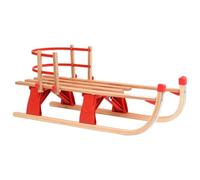 Teenpull Trineo plegable de madera con respaldo de 119 cm, patines de metal continuos, cuerda de tracción, piezas de plástico, trineo infantil para nieve, trineo, ocio al aire libre en la montaña