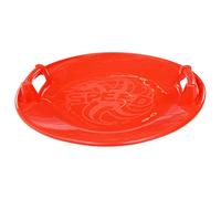 Teenpull Trineo redondo rojo de 66,5 cm de plástico PP resistente con mango ergonómico y asiento empotrado para niños a partir de 3 años, ideal para invierno, nieve, ocio y actividades al aire libre