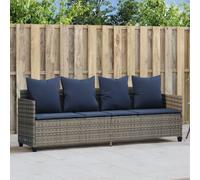 Teenpull Tumbona con cojín gris de poliratán, respaldo ajustable y reposapiés, tumbona de jardín resistente a la intemperie con cojín cómodo, ideal para terraza, balcón y zona de piscina