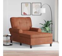 Teenpull Tumbona con cojín marrón de piel sintética, 91 x 157 x 91 cm, acolchada, con respaldo, reposabrazos y patas de plástico, para salón y jardín de invierno