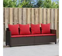 Teenpull Tumbona de jardín con cojín marrón de poliratán ajustable plegable con reposabrazos y cojín para terraza, balcón, piscina, tumbona de relax con respaldo y reposacabezas