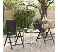 Teenpull Tumbonas de jardín 2 piezas negro de aluminio pulverizado, 58 x 71 x 112 cm, plegable, ajustable, 7 posiciones, material textileno transpirable, resistente a la intemperie, para terraza y