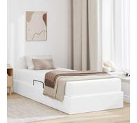 Teenpull Upholstered Storage Bed Frame with Mattress, Metal Structure and Hydraulic Lift, Single Short 90 x 190 cm, Faux Leather Platform for Bedroom Space Saving and Organized Sleep