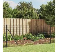 Teenpull Valla de malla de alambre con casquillos de suelo, antracita, 1,1 x 25 m, acero galvanizado, revestimiento de PVC, elemento de valla de privacidad para parcelas, terrazas, balcones y