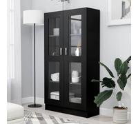 Teenpull Vitrina negra 82,5 x 30,5 x 150 cm, madera con puertas de cristal, 4 compartimentos, estantería moderna para salón, dormitorio, oficina