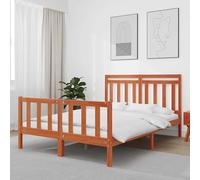 Teenpull Wax Brown Pine Bed Frame, King Size 160 x 200 cm, slatted Base, headboard, Sturdy Structure, Modern Bedroom Support, 205.5 x 165.5 x 100 cm