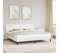Teenpull White 200 x 200 cm upholstered Bed Frame with slatted Base, Padded headboard, USB Powered Multicolor LED Strip Lighting, underbed Storage, Easy Assembly for Indoor Bedroom