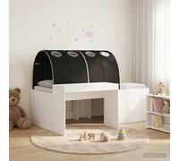 Teenpull White and Black Wood Loft Bed Frame with Tunnel, Slatted Support, Space Saving Design, 80 x 200 cm Mattress Fit, Indoor Use for Bedroom or Guest Room
