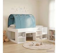 Teenpull White and Light Blue Tunnel Bed Frame Set of 3, Engineered Wood, 193 x 118.5 x 65 cm, Fits 90 x 190 cm Mattress, slatted Support, Indoor Use for Bedroom and Guest Room
