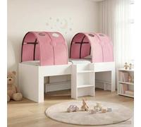 Teenpull White and Pink Tunnel Bed Frame in Engineered Wood, 203 x 101 x 68.5 cm, High Sleeper for 2, slatted Base, underbed Storage, Indoor Use, Easy Assembly, Space Saving for Bedroom