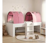 Teenpull White and Pink Tunnel Bed Frame Set of 3, Engineered Wood, 193 x 96 x 68.5 cm, slatted Base, Indoor Bedroom Use, Space Saving Storage Under Bed for Children