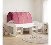 Teenpull White and Red Engineered Wood Bed with 3 Piece Tunnel Set, Bed Frame with Storage, slatted Base, Platform Support, Bedroom Use, 108.5 x 203 x 65 cm, Indoor Assembly