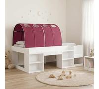 Teenpull White and Red Wood Loft Bed with 2 Tunnel Panels, Engineered Wood Frame, 203 x 127 x 65 cm, Slatted Base, Space Saving Indoor Dorm Room