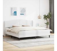 Teenpull White Bed Frame 200 x 200 cm Faux Leather upholstered Platform with Padded headboard, Plywood Structure, underbed Storage, Easy Assembly for Bedroom Comfort and Modern Indoor Resting