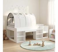 Teenpull White Bed Frame with Side Rails, Wooden Engineered Structure, 203 x 118.5 x 65 cm, slatted Base, Indoor Use, Single Sleeper, Easy Assembly, Modern Bedroom Support
