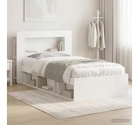 Teenpull White Bed Frame with Storage, 100 x 200 cm, Wooden slats, Base, headboard, Platform, Bedroom, Guest Room, Space Saving, Easy Assembly, Indoor Use, Durable Support