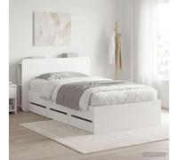 Teenpull White Bed Frame with Storage, 80 x 200 cm Mattress Compatible, Engineered Wood Structure, Integrated Drawers, slatted Base, headboard Cabinet, Space Saving Design for Bedroom Organization