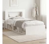 Teenpull White Bed Frame with Storage, 90 x 190 cm Wooden Structure, slatted Base, headboard, Drawer Storage, Platform Bed for Bedroom, Indoor Use, Easy Assembly, Space Saving Design