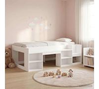 Teenpull White Children’s Bed Frame with Storage, 90 x 190 cm, Wood Structure, slatted Base, Platform Bed, Mattress Support, Bedroom Organization, Space Saving for Indoor Use