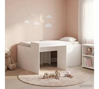 Teenpull White Children’s Loft Bed with Desk, Wooden Frame, slatted Base, Single 80 x 160 cm, Indoor Use, Space Saving Bedroom Storage, Easy Assembly