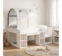Teenpull White Engineered Wood Bed Frame with Tunnel and Shelf, Slatted Base, Storage Space, 108.5 x 163 x 65 cm, Indoor Bedroom Use, Easy Assembly for Two Persons