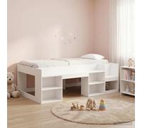Teenpull White Kids Bed Frame with Storage 80 x 200 cm, Wooden Structure, slatted Base, Platform Design, Mattress Support, Bedroom Storage, Indoor Use, Easy Assembly, 120 kg Capacity