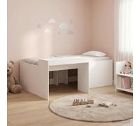 Teenpull White Loft Bed for Kids with Integrated Desk, 90 x 200 cm, Engineered Wood Frame, slatted Base, Space Saving Platform for Bedroom Study, Indoor Use, 120 kg Support