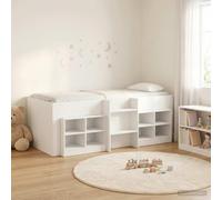 Teenpull White Loft Bed Frame with Wardrobe and Shelf, Engineered Wood Structure, slatted Support, Ladder Access, Space Saving Bedroom Setup for 75 x 190 cm Mattress, Indoor Use and Storage