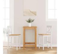 Teenpull White Solid Rubberwood Bar Stools, Set of 2 Kitchen Counter Chairs with Backs for Dining Room