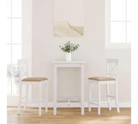 Teenpull White Solid Rubberwood Bar Stools Set of 2 with Cushions, Ergonomic Counter Height Chairs for Kitchen Dining Room