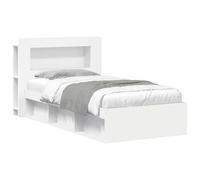 Teenpull White Storage Bed Frame 80 x 200 cm with Wood Structure, slatted Support, Cabinet headboard, Drawer Storage, Platform Bed for Bedroom, Space Saving Indoor Use