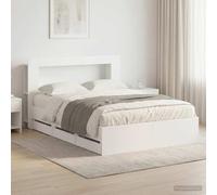 Teenpull White Storage Bed Frame with headboard, Wooden Engineered Structure, 150 x 200 cm Mattress Size, Built in Drawers, Platform Base for Bedroom, Space Saving Design, Indoor Use for Two Sleepers