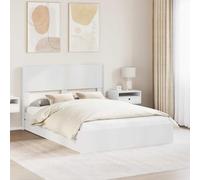 Teenpull White Storage Bed Frame with headboard Wooden Platform Base for 140 x 200 cm Mattress, slatted Support, Interior Bedroom Use, Space Saving Design and Easy Assembly for Home
