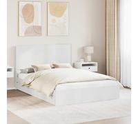 Teenpull White Storage Bed Frame with headboard, Wooden Structure, 160 x 200 cm Mattress Support, Bedroom Platform Base, Interior Use, Space Saving Storage, Modern Design for Adult or Guest Rooms