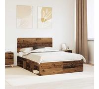 Teenpull Wood Grain Bed Frame with Solid Pine Headboard, 150 x 200 cm King Size, Slatted Base, 200 kg Load Capacity, for Bedroom, Rest and Daily Sleep Support, Easy Clean Finish