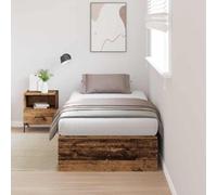 Teenpull Wood-Look Storage Bed Frame, 80 x 200 cm Single, Plywood and Pine, Hidden Compartment, hinged Door, Space-Saving Design for Bedroom, Guest Room, Home Organization, restful Sleep