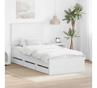 Teenpull Wooden Bed Frame with Drawer 90 x 200 cm Engineered Wood, Platform Base and Slat Support, headboard, Hidden Storage, Indoor Bedroom Use, Space Saving Design for One Person