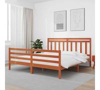 Teenpull Wooden Bed Frame with headboard Wax Brown 180 x 200 cm Solid Pine Platform Base slatted Support for Bedroom, Adult Sleep, Modern Rectangular Design, 200 kg Capacity, Easy Assembly