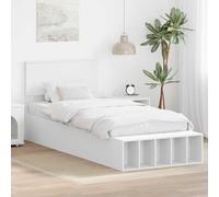 Teenpull Wooden Bed Frame with Shelf, 75 x 190 cm, Plywood, headboard, 5 Shelves, Water Resistant Finish, Adjustable Height, Storage Bed for Bedroom, Adult Guest Use, Compact Space Saving